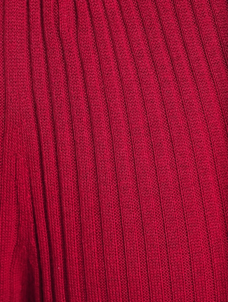 Silk Cashmere Ribbed Wide-Leg Pants