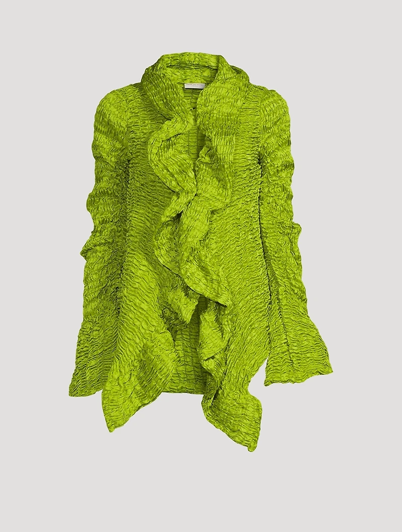 Vibe Smocked Ruffle Cardigan