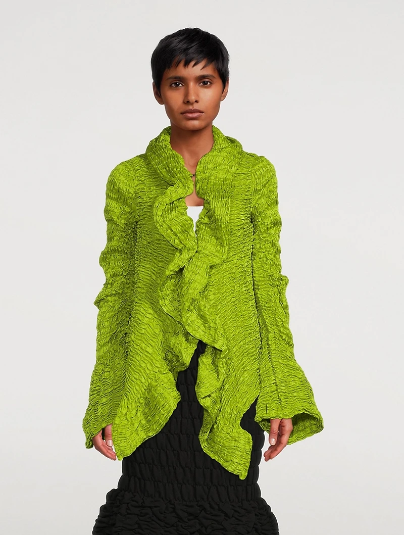 Vibe Smocked Ruffle Cardigan