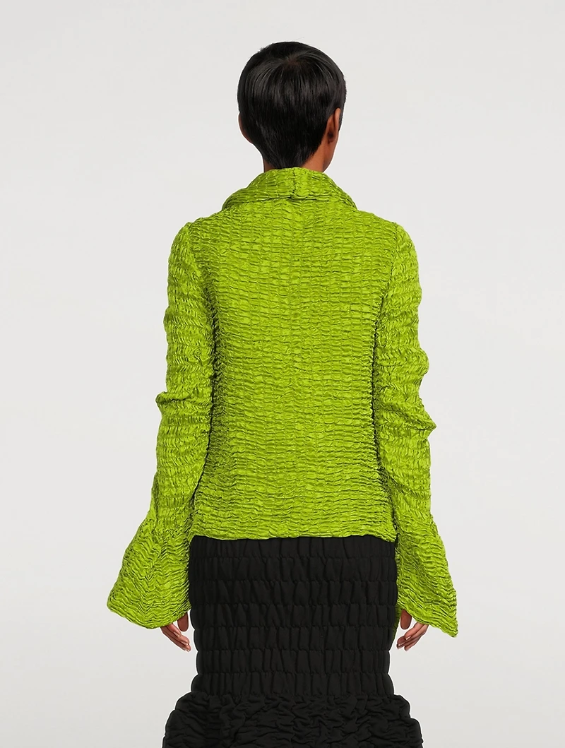 Vibe Smocked Ruffle Cardigan