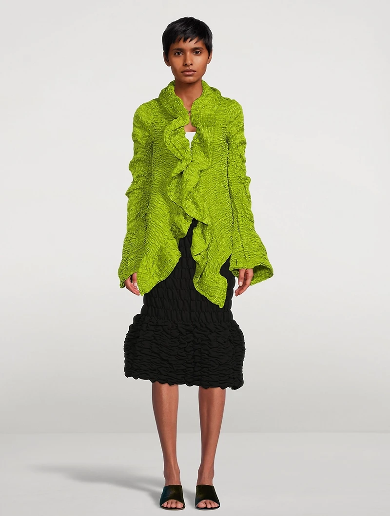 Vibe Smocked Ruffle Cardigan