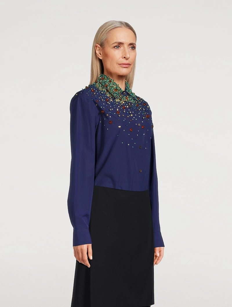 Clavelly Embellished Cotton Shirt