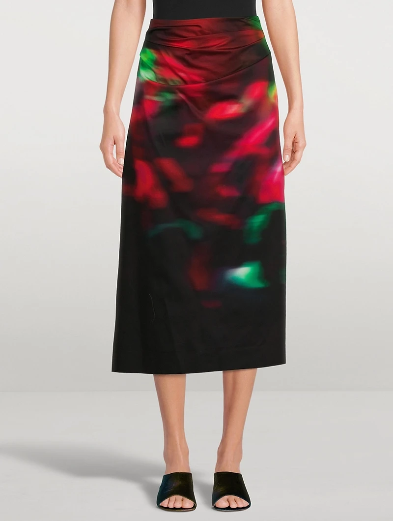 Stanley Printed Draped Midi Skirt