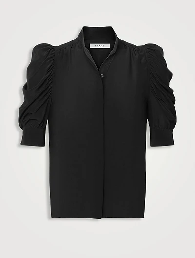 Gillian Puff-Sleeve Silk Blouse
