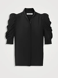 Gillian Puff-Sleeve Silk Blouse