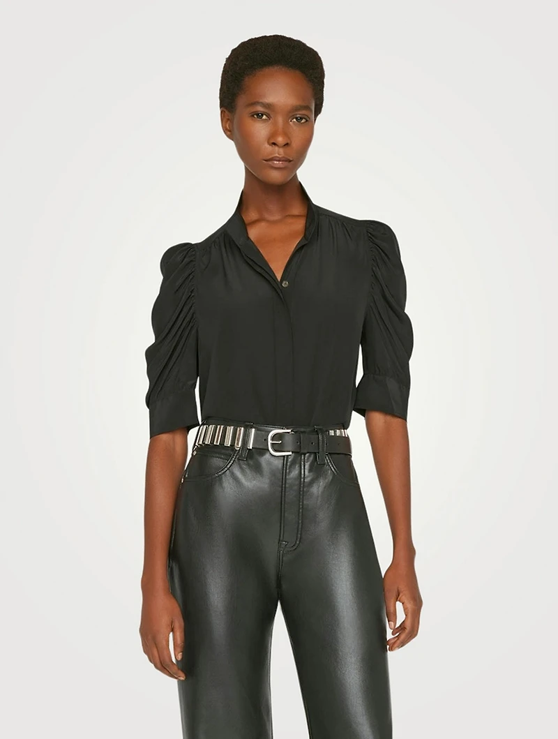Gillian Puff-Sleeve Silk Blouse