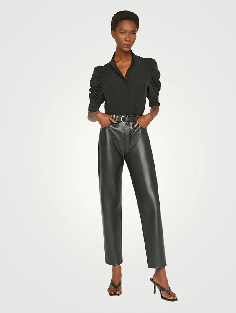 Gillian Puff-Sleeve Silk Blouse