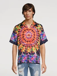 Silk Short-Sleeve Shirt Light Print