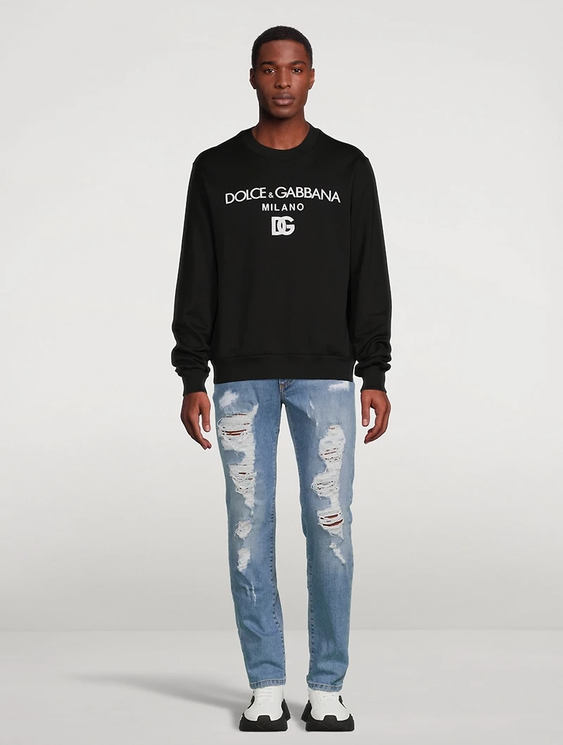 Cotton Sweatshirt With Logo Embroidery