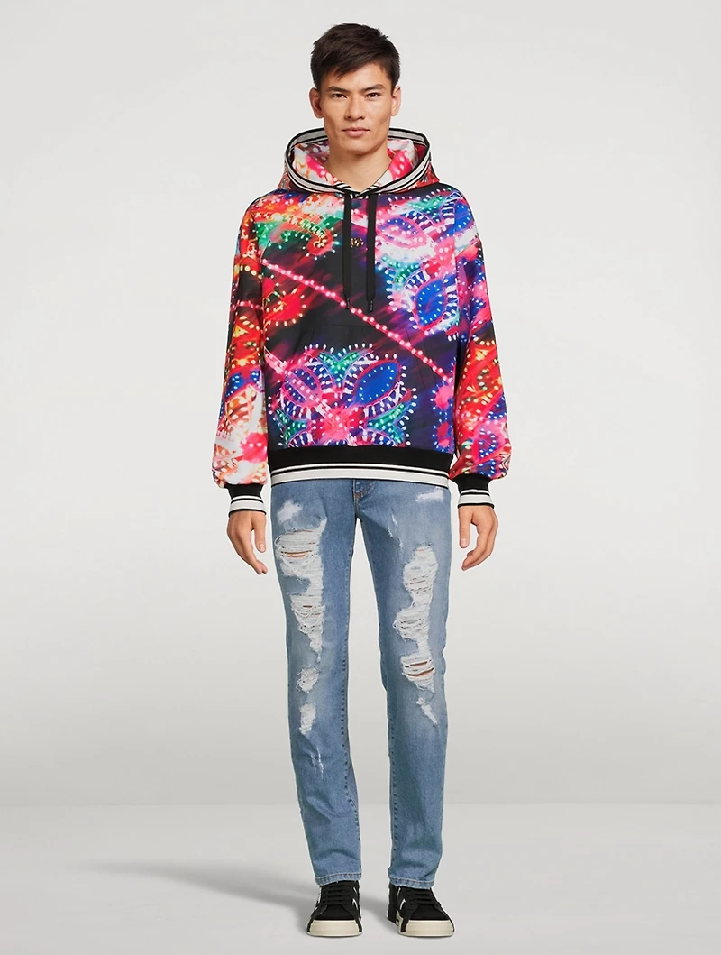 Drawstring Hoodie Illumination Print