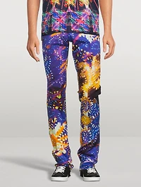 Cotton Stretch Pants Light Print