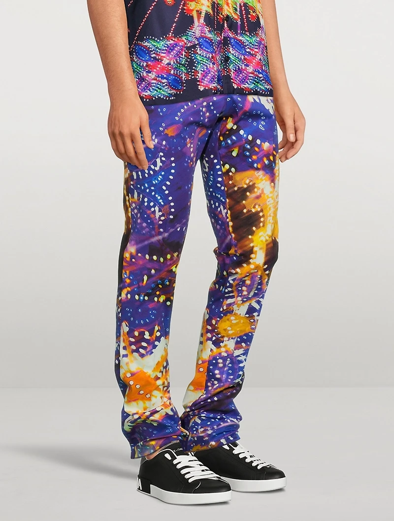 Cotton Stretch Pants Light Print