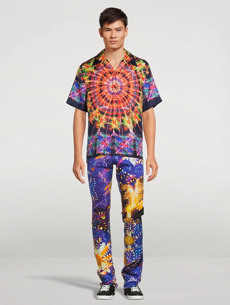 Cotton Stretch Pants Light Print