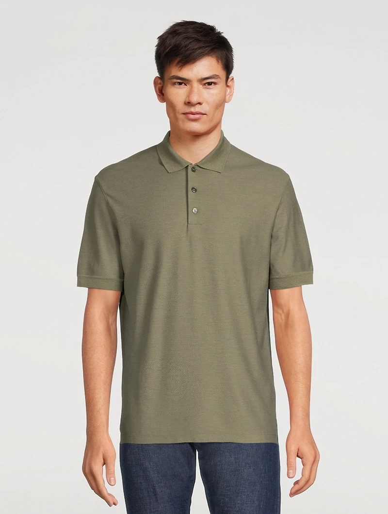 Cotton And Silk Short-Sleeve Polo Shirt