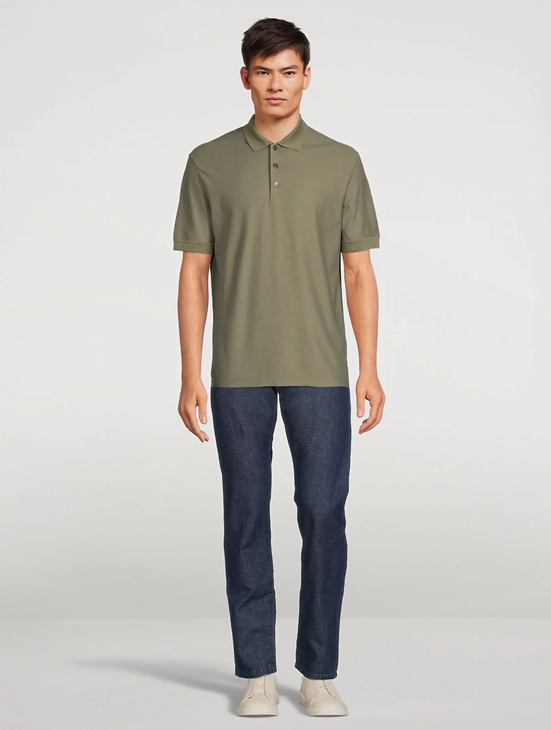 Cotton And Silk Short-Sleeve Polo Shirt