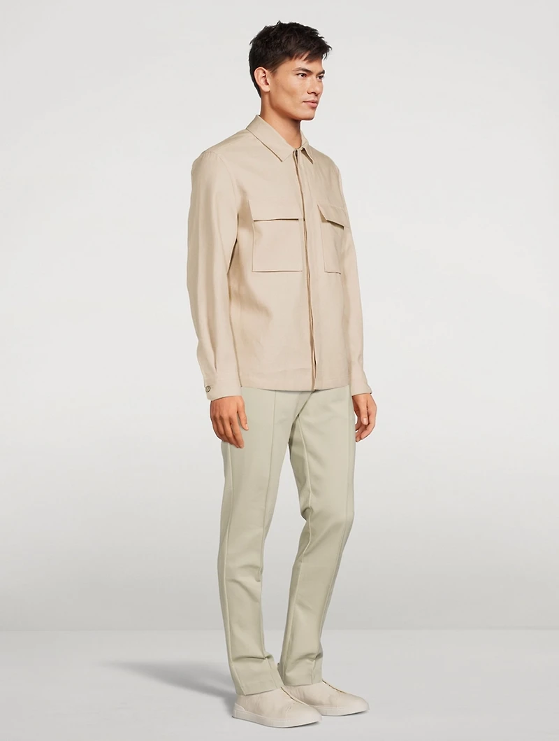 Linen Long-Sleeve Overshirt