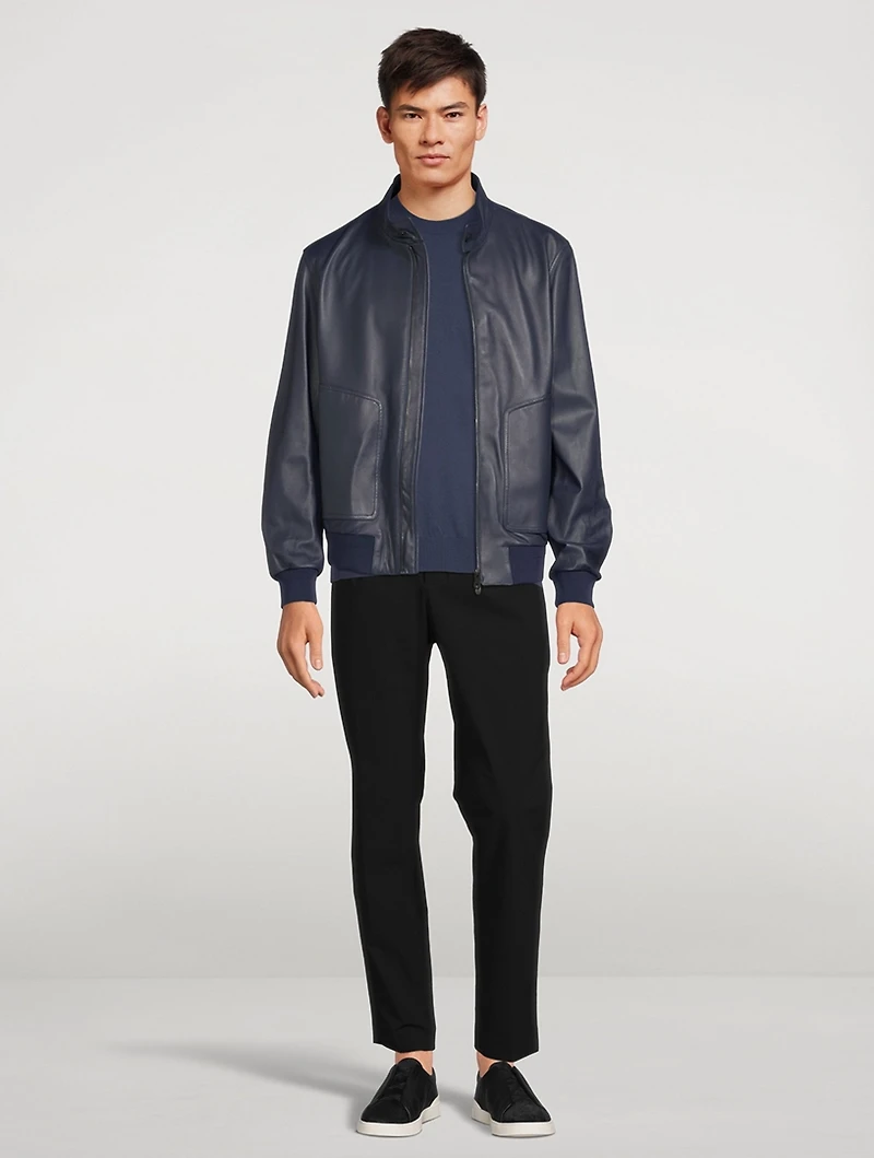Leather Zip Blouson Jacket