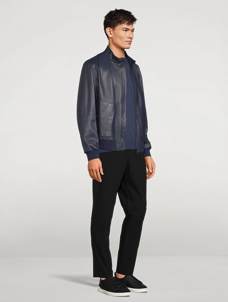 Leather Zip Blouson Jacket