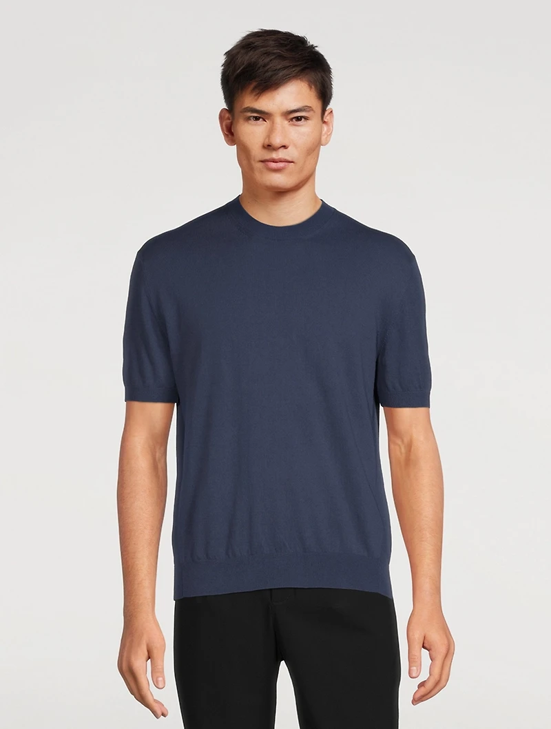 Cotton Short-Sleeve Sweater