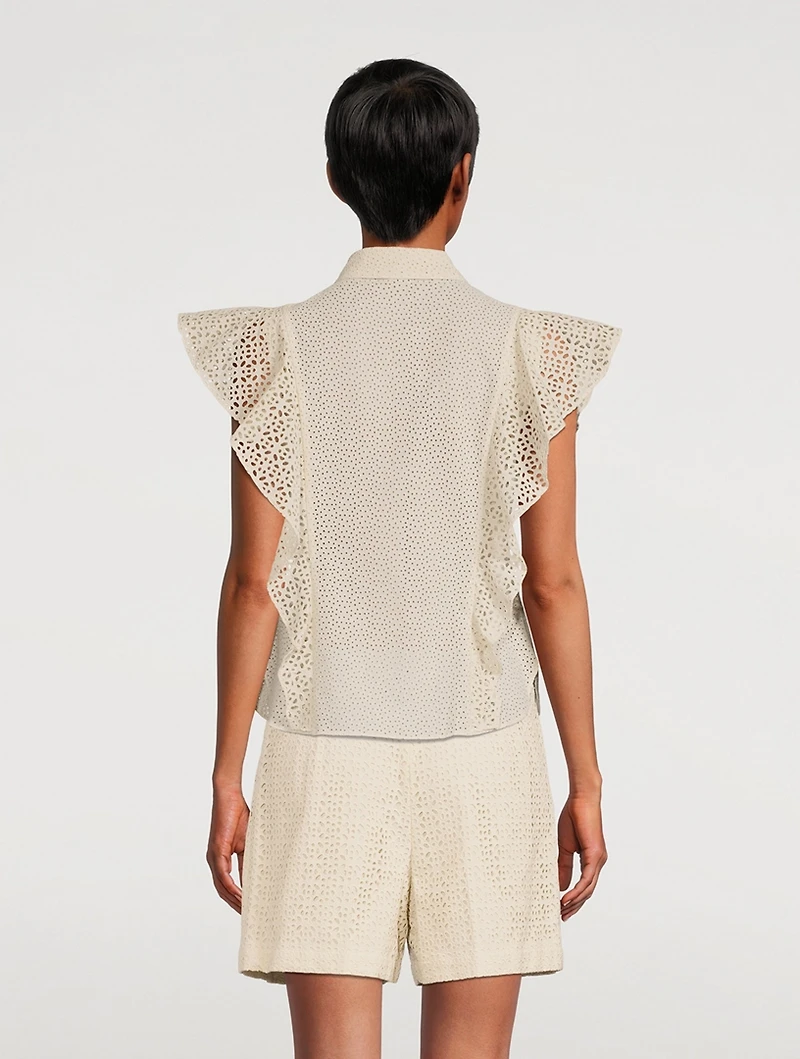Embroidered Ruffled Shirt