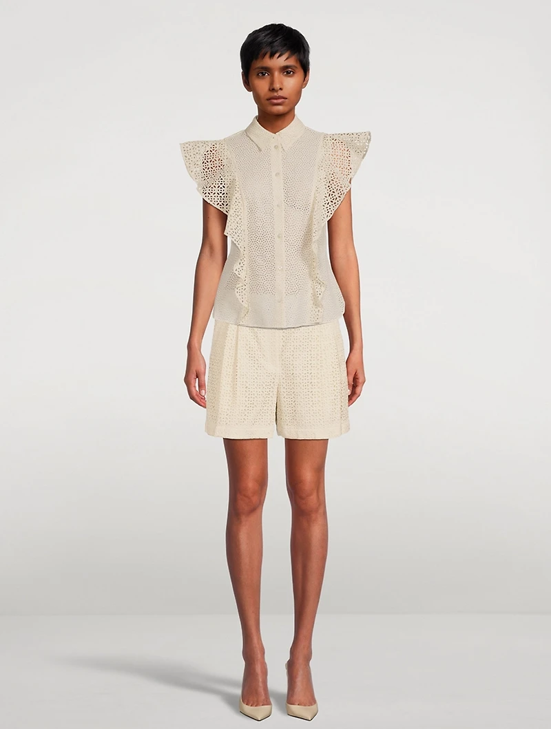 Embroidered Ruffled Shirt