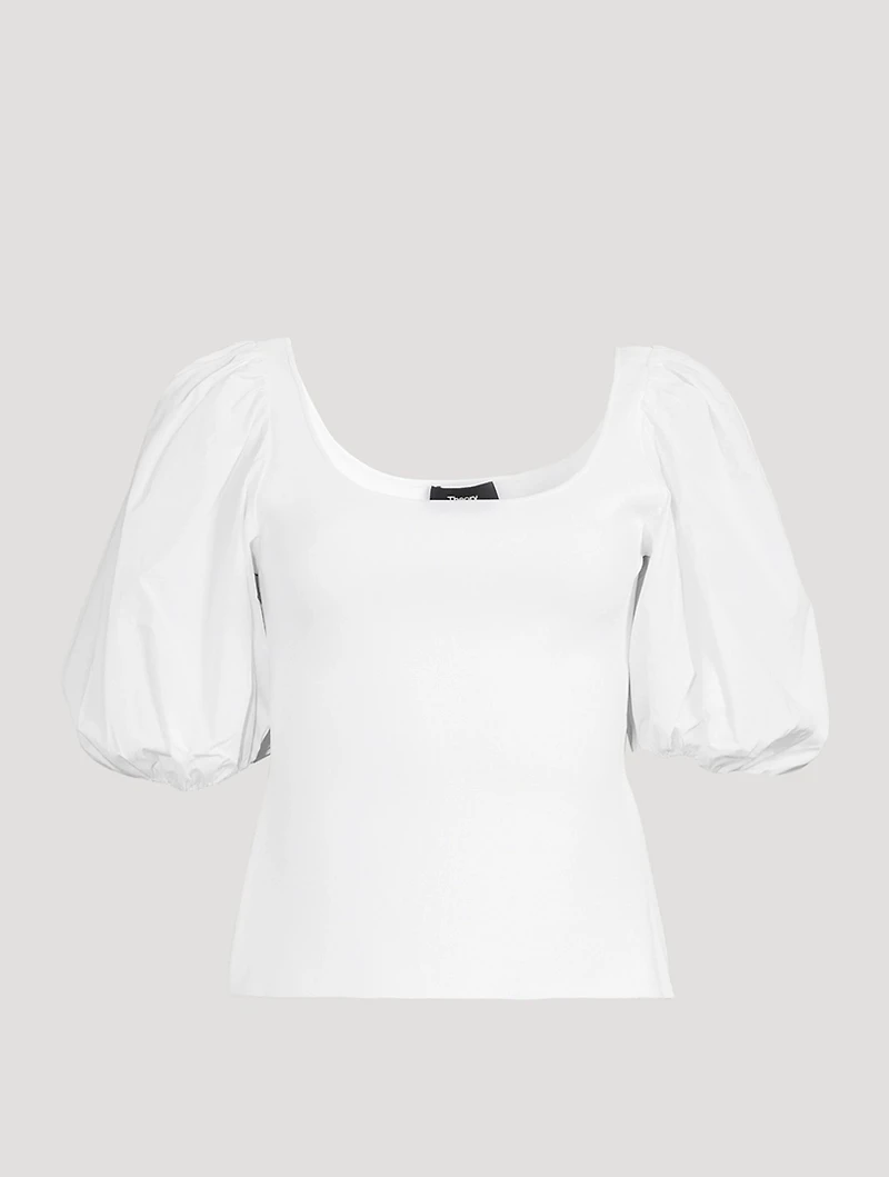 Puff-Sleeve Knit Top