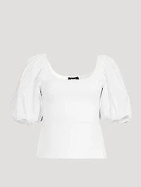 Puff-Sleeve Knit Top
