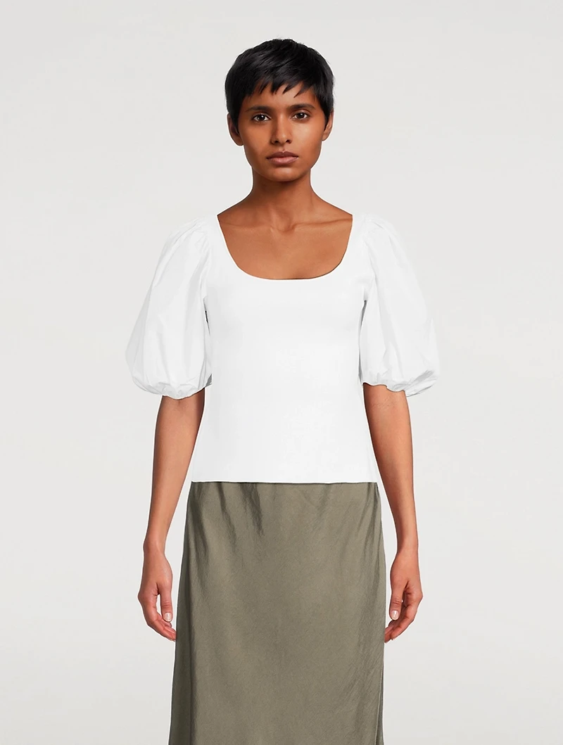 Puff-Sleeve Knit Top