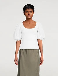 Puff-Sleeve Knit Top