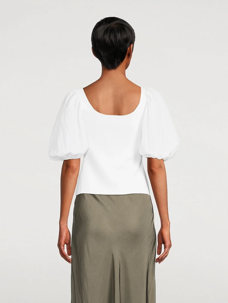 Puff-Sleeve Knit Top