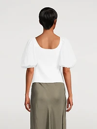 Puff-Sleeve Knit Top