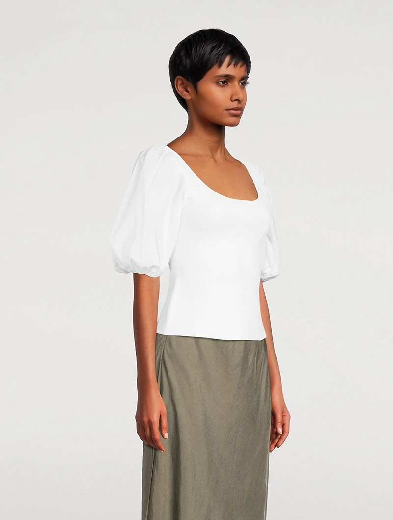 Puff-Sleeve Knit Top