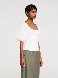 Puff-Sleeve Knit Top