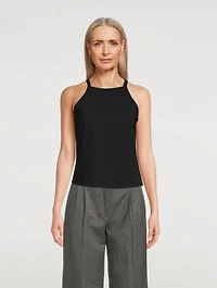 Cropped Precision Ponte Halter Top