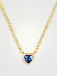 14K Gold Blue Sapphire Heart Necklace