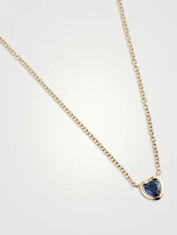 14K Gold Blue Sapphire Heart Necklace