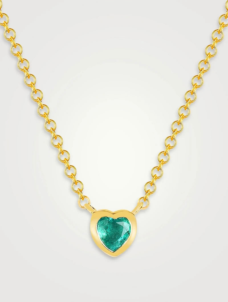 14K Gold Emerald Heart Necklace