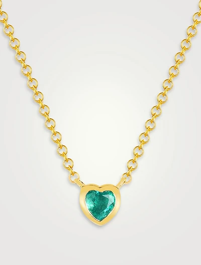 14K Gold Emerald Heart Necklace