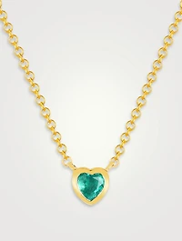 14K Gold Emerald Heart Necklace