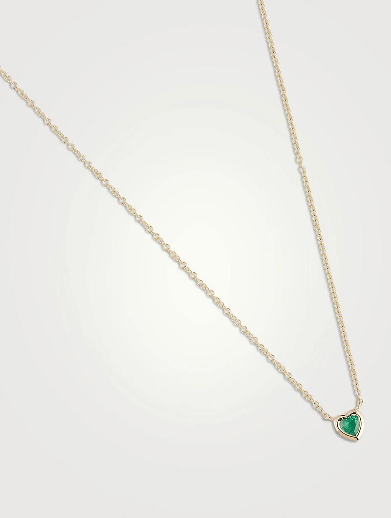 14K Gold Emerald Heart Necklace