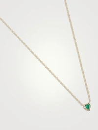 14K Gold Emerald Heart Necklace