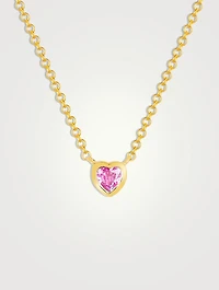 14K Gold Pink Sapphire Heart Necklace