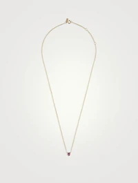 14K Gold Pink Sapphire Heart Necklace