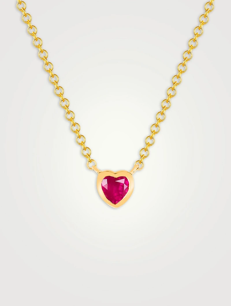 14K Gold Ruby Heart Necklace