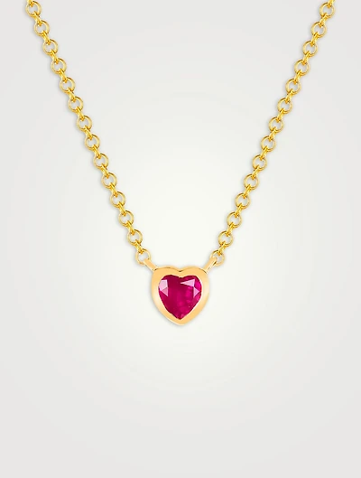 14K Gold Ruby Heart Necklace