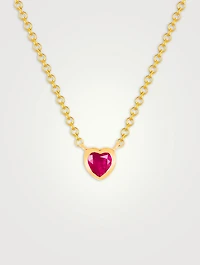 14K Gold Ruby Heart Necklace