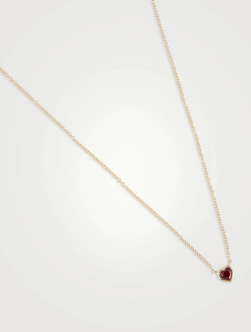 14K Gold Ruby Heart Necklace