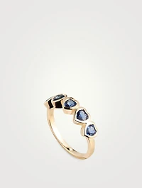14K Gold Multi Heart Ring With Blue Sapphire