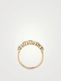14K Gold Multi Heart Ring With Blue Sapphire