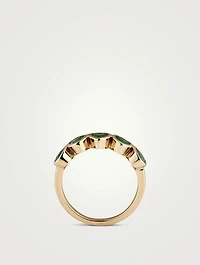 14K Gold Multi Heart Ring With Emeralds